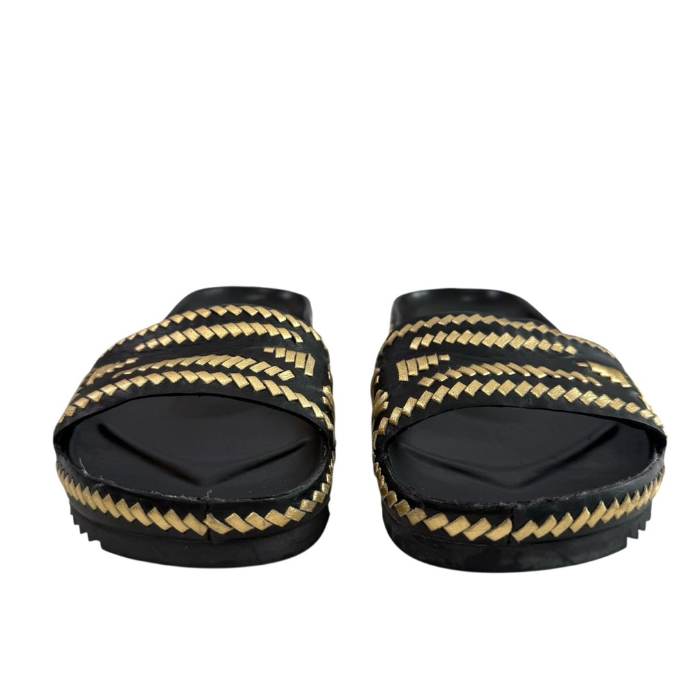 Ash Ulla Black Gold Leather Slide Sandals Size 36/ US 5.5-6 - Picture 8 of 16